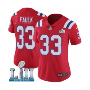Women's Nike New England Patriots #33 Kevin Faulk Red Alternate Vapor Untouchable Limited Player Super Bowl LII NFL Jersey