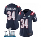Women's Nike New England Patriots #34 Rex Burkhead Limited Navy Blue Rush Vapor Untouchable Super Bowl LII NFL Jersey