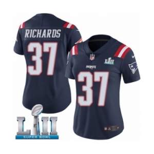 Women's Nike New England Patriots #37 Jordan Richards Limited Navy Blue Rush Vapor Untouchable Super Bowl LII NFL Jersey