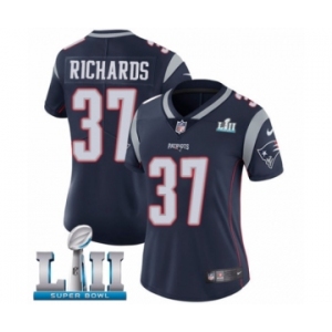 Women's Nike New England Patriots #37 Jordan Richards Navy Blue Team Color Vapor Untouchable Limited Player Super Bowl LII NFL Jersey