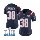 Women's Nike New England Patriots #38 Brandon Bolden Limited Navy Blue Rush Vapor Untouchable Super Bowl LII NFL Jersey