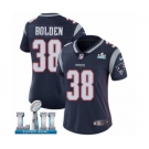 Women's Nike New England Patriots #38 Brandon Bolden Navy Blue Team Color Vapor Untouchable Limited Player Super Bowl LII NFL Jersey