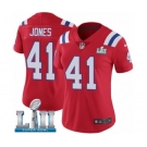 Women's Nike New England Patriots #41 Cyrus Jones Red Alternate Vapor Untouchable Limited Player Super Bowl LII NFL Jersey