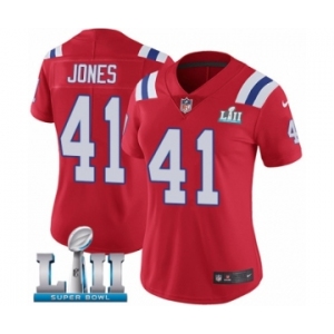 Women's Nike New England Patriots #41 Cyrus Jones Red Alternate Vapor Untouchable Limited Player Super Bowl LII NFL Jersey