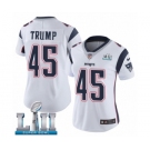 Women's Nike New England Patriots #45 Donald Trump White Vapor Untouchable Limited Player Super Bowl LII NFL Jersey
