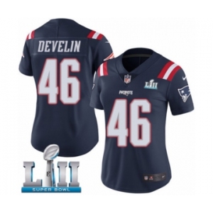 Women's Nike New England Patriots #46 James Develin Limited Navy Blue Rush Vapor Untouchable Super Bowl LII NFL Jersey