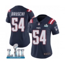 Women's Nike New England Patriots #54 Tedy Bruschi Limited Navy Blue Rush Vapor Untouchable Super Bowl LII NFL Jersey