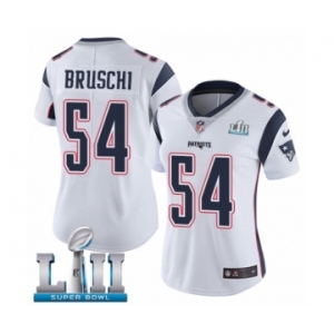 Women's Nike New England Patriots #54 Tedy Bruschi White Vapor Untouchable Limited Player Super Bowl LII NFL Jersey
