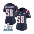 Women's Nike New England Patriots #58 Shea McClellin Limited Navy Blue Rush Vapor Untouchable Super Bowl LII NFL Jersey