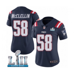 Women's Nike New England Patriots #58 Shea McClellin Limited Navy Blue Rush Vapor Untouchable Super Bowl LII NFL Jersey