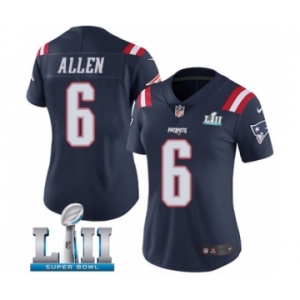 Women's Nike New England Patriots #6 Ryan Allen Limited Navy Blue Rush Vapor Untouchable Super Bowl LII NFL Jersey