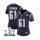 Women's Nike New England Patriots #61 Marcus Cannon Navy Blue Team Color Vapor Untouchable Limited Player Super Bowl LII NFL Jersey