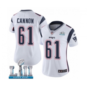 Women's Nike New England Patriots #61 Marcus Cannon White Vapor Untouchable Limited Player Super Bowl LII NFL Jersey