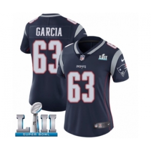 Women's Nike New England Patriots #63 Antonio Garcia Navy Blue Team Color Vapor Untouchable Limited Player Super Bowl LII NFL Jersey