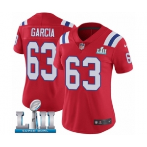 Women's Nike New England Patriots #63 Antonio Garcia Red Alternate Vapor Untouchable Limited Player Super Bowl LII NFL Jersey
