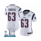 Women's Nike New England Patriots #63 Antonio Garcia White Vapor Untouchable Limited Player Super Bowl LII NFL Jersey