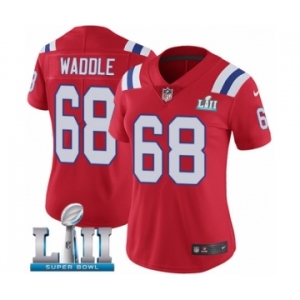 Women's Nike New England Patriots #68 LaAdrian Waddle Red Alternate Vapor Untouchable Limited Player Super Bowl LII NFL Jersey