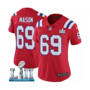 Women's Nike New England Patriots #69 Shaq Mason Red Alternate Vapor Untouchable Limited Player Super Bowl LII NFL Jersey