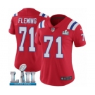 Women's Nike New England Patriots #71 Cameron Fleming Red Alternate Vapor Untouchable Limited Player Super Bowl LII NFL Jersey