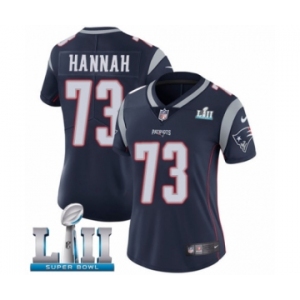Women's Nike New England Patriots #73 John Hannah Navy Blue Team Color Vapor Untouchable Limited Player Super Bowl LII NFL Jersey