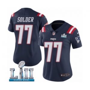 Women's Nike New England Patriots #77 Nate Solder Limited Navy Blue Rush Vapor Untouchable Super Bowl LII NFL Jersey