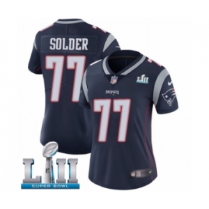 Women's Nike New England Patriots #77 Nate Solder Navy Blue Team Color Vapor Untouchable Limited Player Super Bowl LII NFL Jersey