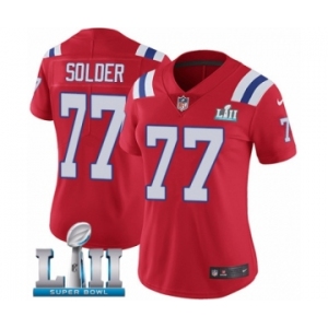 Women's Nike New England Patriots #77 Nate Solder Red Alternate Vapor Untouchable Limited Player Super Bowl LII NFL Jersey