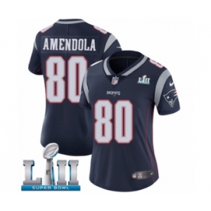 Women's Nike New England Patriots #80 Danny Amendola Navy Blue Team Color Vapor Untouchable Limited Player Super Bowl LII NFL Jersey