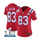 Women's Nike New England Patriots #83 Dwayne Allen Red Alternate Vapor Untouchable Limited Player Super Bowl LII NFL Jersey