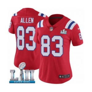 Women's Nike New England Patriots #83 Dwayne Allen Red Alternate Vapor Untouchable Limited Player Super Bowl LII NFL Jersey