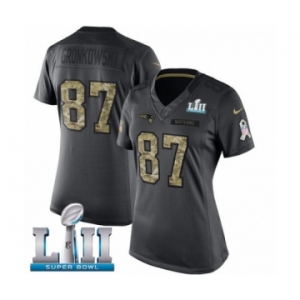 Women's Nike New England Patriots #87 Rob Gronkowski Limited Black 2016 Salute to Service Super Bowl LII NFL Jersey