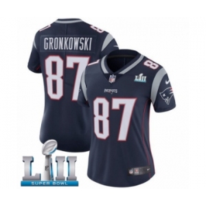 Women's Nike New England Patriots #87 Rob Gronkowski Navy Blue Team Color Vapor Untouchable Limited Player Super Bowl LII NFL Jersey