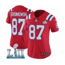 Women's Nike New England Patriots #87 Rob Gronkowski Red Alternate Vapor Untouchable Limited Player Super Bowl LII NFL Jersey