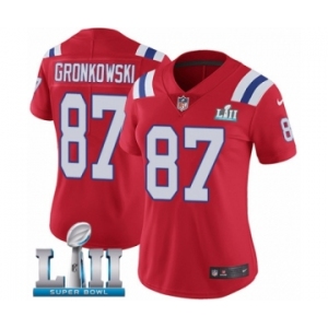 Women's Nike New England Patriots #87 Rob Gronkowski Red Alternate Vapor Untouchable Limited Player Super Bowl LII NFL Jersey