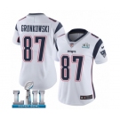Women's Nike New England Patriots #87 Rob Gronkowski White Vapor Untouchable Limited Player Super Bowl LII NFL Jersey