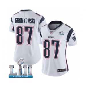 Women's Nike New England Patriots #87 Rob Gronkowski White Vapor Untouchable Limited Player Super Bowl LII NFL Jersey