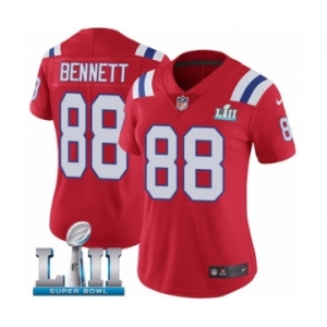 Women's Nike New England Patriots #88 Martellus Bennett Red Alternate Vapor Untouchable Limited Player Super Bowl LII NFL Jersey