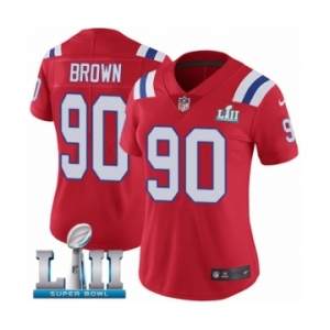 Women's Nike New England Patriots #90 Malcom Brown Red Alternate Vapor Untouchable Limited Player Super Bowl LII NFL Jersey