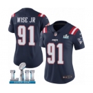 Women's Nike New England Patriots #91 Deatrich Wise Jr Limited Navy Blue Rush Vapor Untouchable Super Bowl LII NFL Jersey
