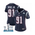 Women's Nike New England Patriots #91 Deatrich Wise Jr Navy Blue Team Color Vapor Untouchable Limited Player Super Bowl LII NFL Jersey
