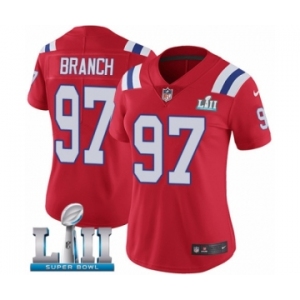 Women's Nike New England Patriots #97 Alan Branch Red Alternate Vapor Untouchable Limited Player Super Bowl LII NFL Jersey