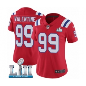 Women's Nike New England Patriots #99 Vincent Valentine Red Alternate Vapor Untouchable Limited Player Super Bowl LII NFL Jersey