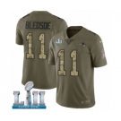 Youth Nike New England Patriots #11 Drew Bledsoe Limited Olive Camo 2017 Salute to Service Super Bowl LII NFL Jersey