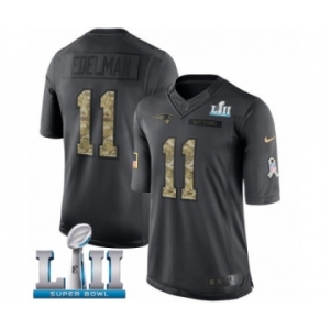 Youth Nike New England Patriots #11 Julian Edelman Limited Black 2016 Salute to Service Super Bowl LII NFL Jersey
