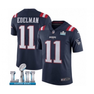 Youth Nike New England Patriots #11 Julian Edelman Limited Navy Blue Rush Vapor Untouchable Super Bowl LII NFL Jersey