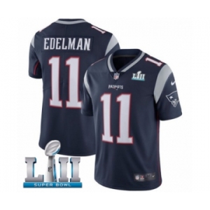 Youth Nike New England Patriots #11 Julian Edelman Navy Blue Team Color Vapor Untouchable Limited Player Super Bowl LII NFL Jersey