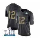 Youth Nike New England Patriots #12 Tom Brady Limited Black 2016 Salute to Service Super Bowl LII NFL Jersey