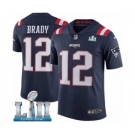 Youth Nike New England Patriots #12 Tom Brady Limited Navy Blue Rush Vapor Untouchable Super Bowl LII NFL Jersey