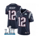 Youth Nike New England Patriots #12 Tom Brady Navy Blue Team Color Vapor Untouchable Limited Player Super Bowl LII NFL Jersey