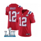 Youth Nike New England Patriots #12 Tom Brady Red Alternate Vapor Untouchable Limited Player Super Bowl LII NFL Jersey